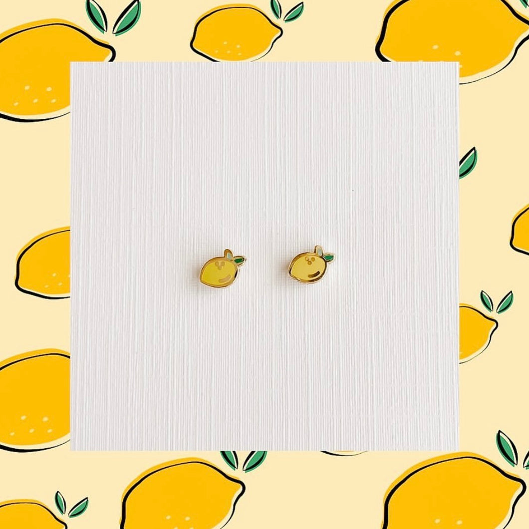 Lemon enamel earrings